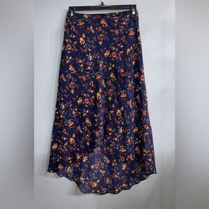 Madewell Navy Floral Elastic waist High low Cottagecore coastal cowgirl Skirt 00